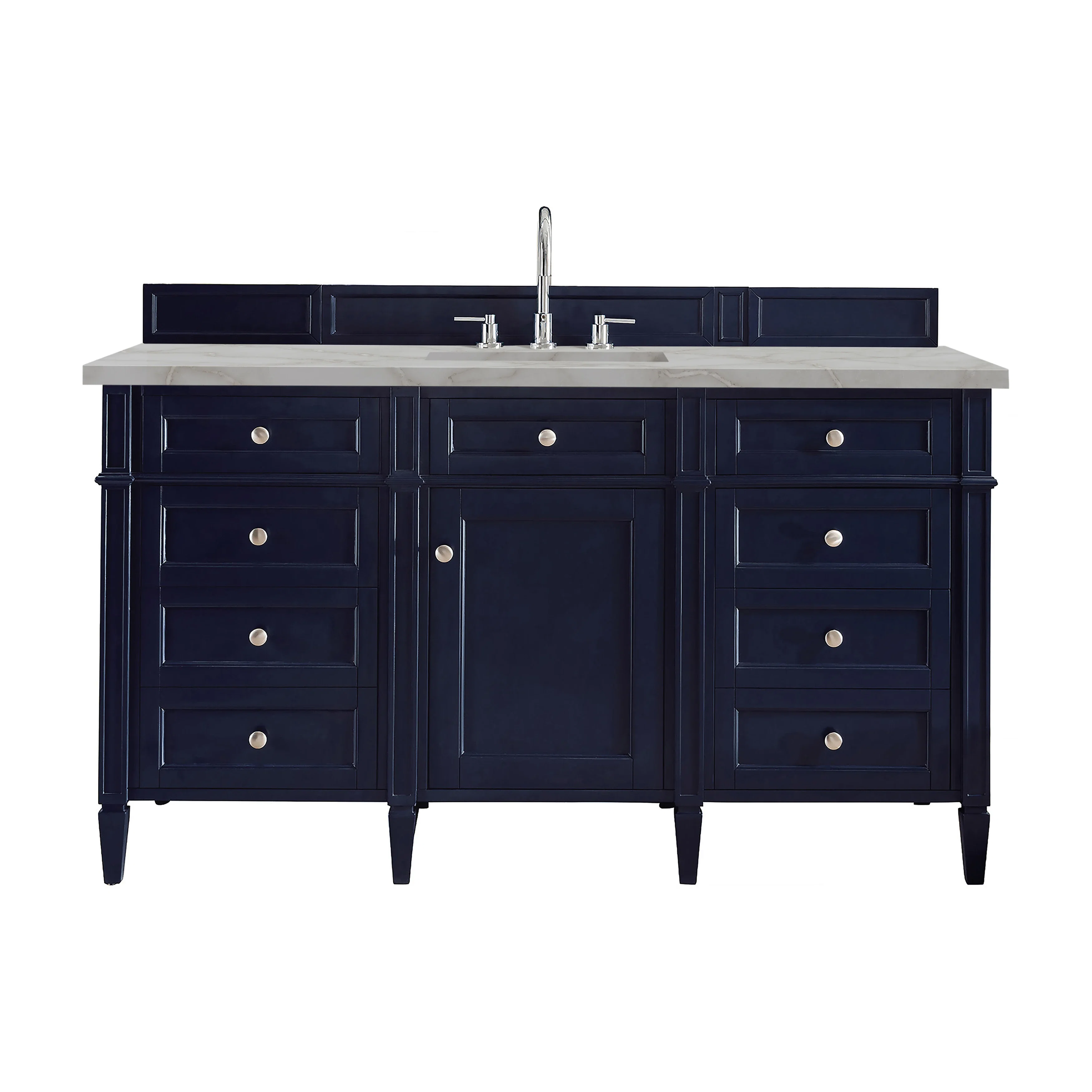 Brittany 60" Single Vanity, Victory Bleu w/ 3 CM Victorian Silver Silestone Top