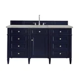 Brittany 60" Single Vanity, Victory Bleu w/ 3 CM Victorian Silver Silestone Top
