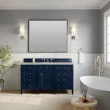 Brittany 60" Single Vanity, Victory Bleu w/ 3 CM Victorian Silver Silestone Top