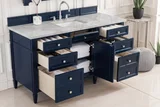 Brittany 60" Single Vanity, Victory Bleu w/ 3 CM Victorian Silver Silestone Top