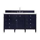 Brittany 60" Single Vanity, Victory Blue w/ 3 CM White Zeus Silestone Top