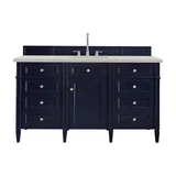 Brittany 60" Single Vanity, Victory Blue, w/ 3 CM Siberian Silestone Top w/FreePower Wireless Charger