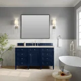 Brittany 60" Single Vanity, Victory Blue, w/ 3 CM Siberian Silestone Top w/FreePower Wireless Charger
