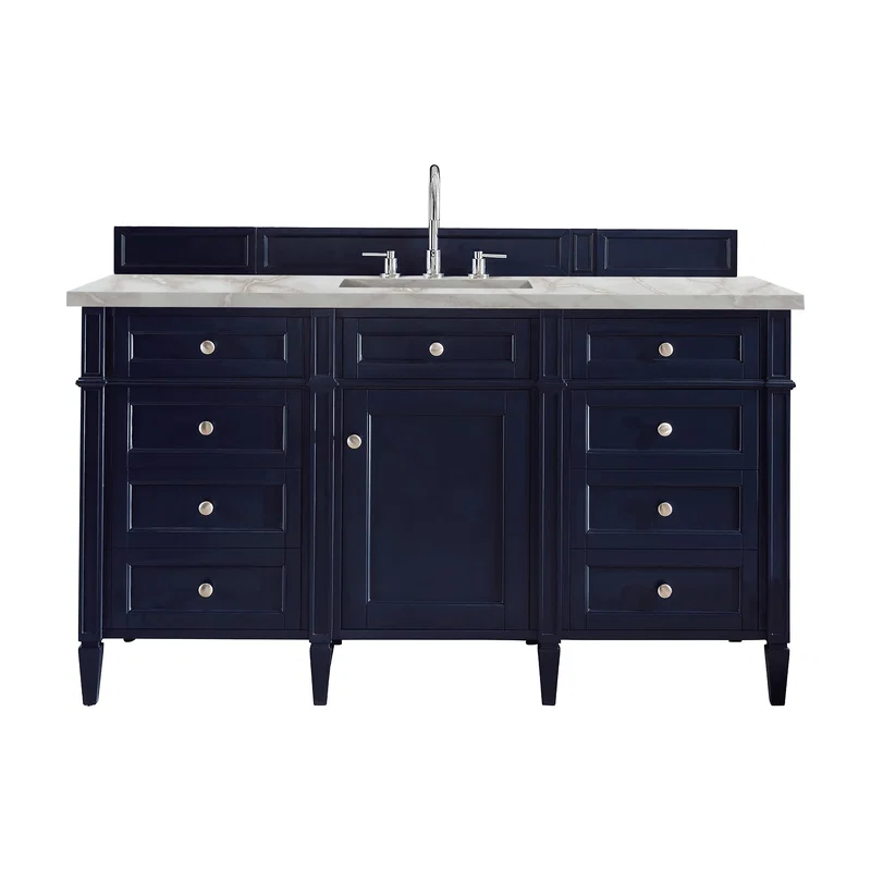 Brittany 60" Single Vanity, Victory Blue w/ 3 CM Victorian Silver Silestone Top w/FreePower Wireless Charger