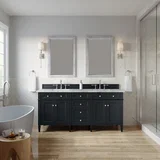 Brittany 72" Double Vanity, Black Onyx w/ 3 CM Carrara Marble Top