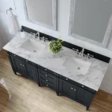 Brittany 72" Double Vanity, Black Onyx w/ 3 CM Carrara Marble Top