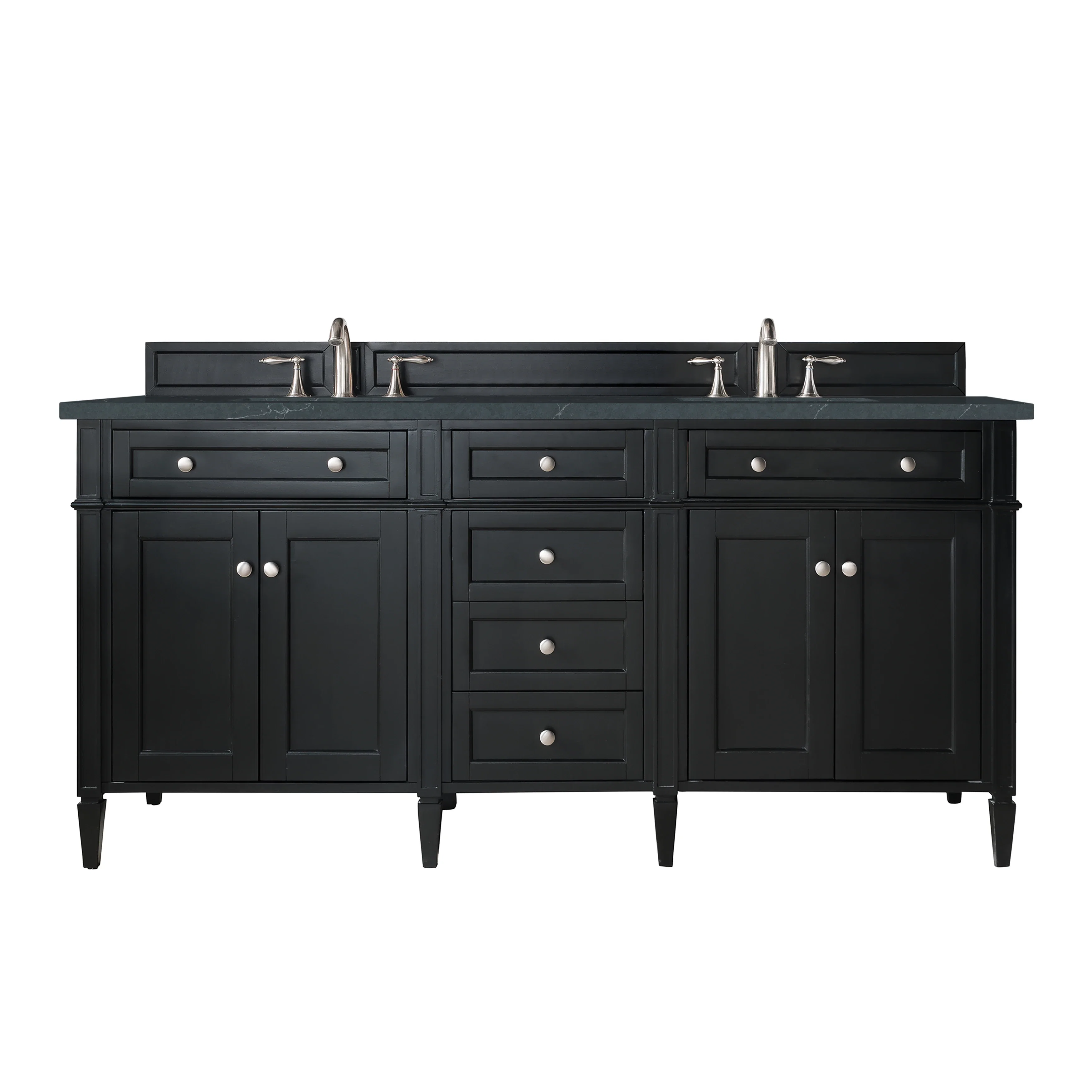 Brittany 72" Double Vanity, Black Onyx w/ 3 CM Charcoal Soapstone Silestone Top