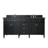 Brittany 72" Double Vanity, Black Onyx w/ 3 CM Charcoal Soapstone Silestone Top
