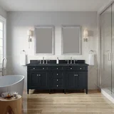 Brittany 72" Double Vanity, Black Onyx w/ 3 CM Charcoal Soapstone Silestone Top