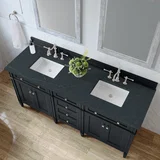 Brittany 72" Double Vanity, Black Onyx w/ 3 CM Charcoal Soapstone Silestone Top