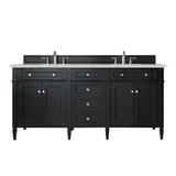 Brittany 72" Double Vanity, Black Onyx w/ 3 CM Eternal Jasmine Pearl Silestone Top