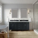 Brittany 72" Double Vanity, Black Onyx w/ 3 CM Eternal Jasmine Pearl Silestone Top