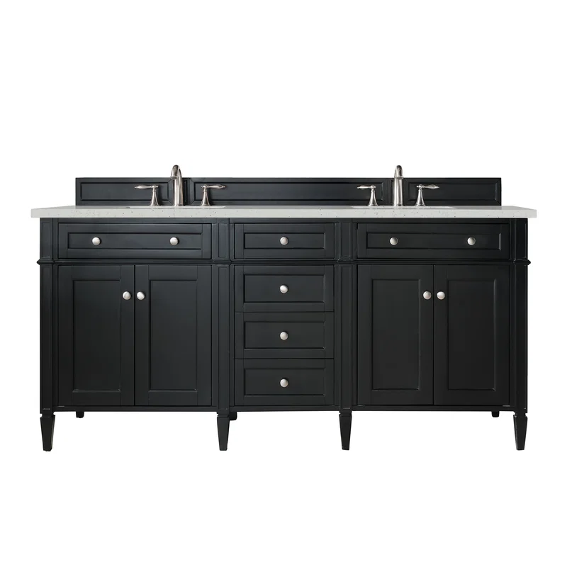 Brittany 72" Double Vanity, Black Onyx w/ 3 CM Lime Delight Silestone Top