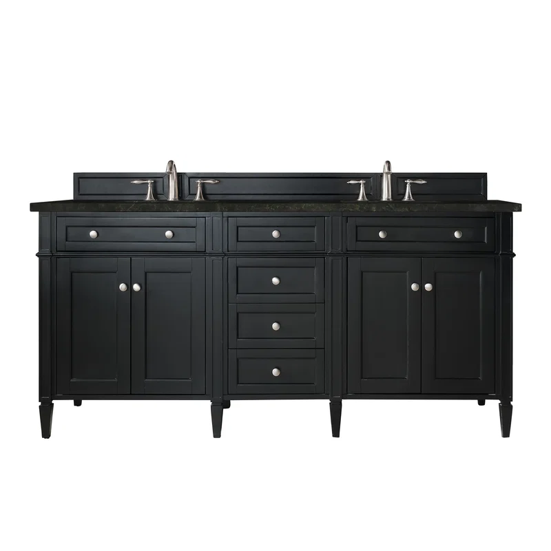 Brittany 72" Double Vanity, Black Onyx, w/ 3 CM Phantome Eclos Top