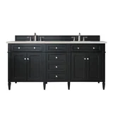 Brittany 72" Double Vanity, Black Onyx, w/ 3 CM Siberian Silestone Top