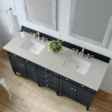 Brittany 72" Double Vanity, Black Onyx, w/ 3 CM Siberian Silestone Top