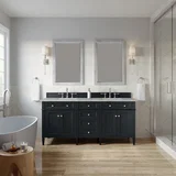 Brittany 72" Double Vanity, Black Onyx w/ 3 CM Victorian Silver Silestone Top