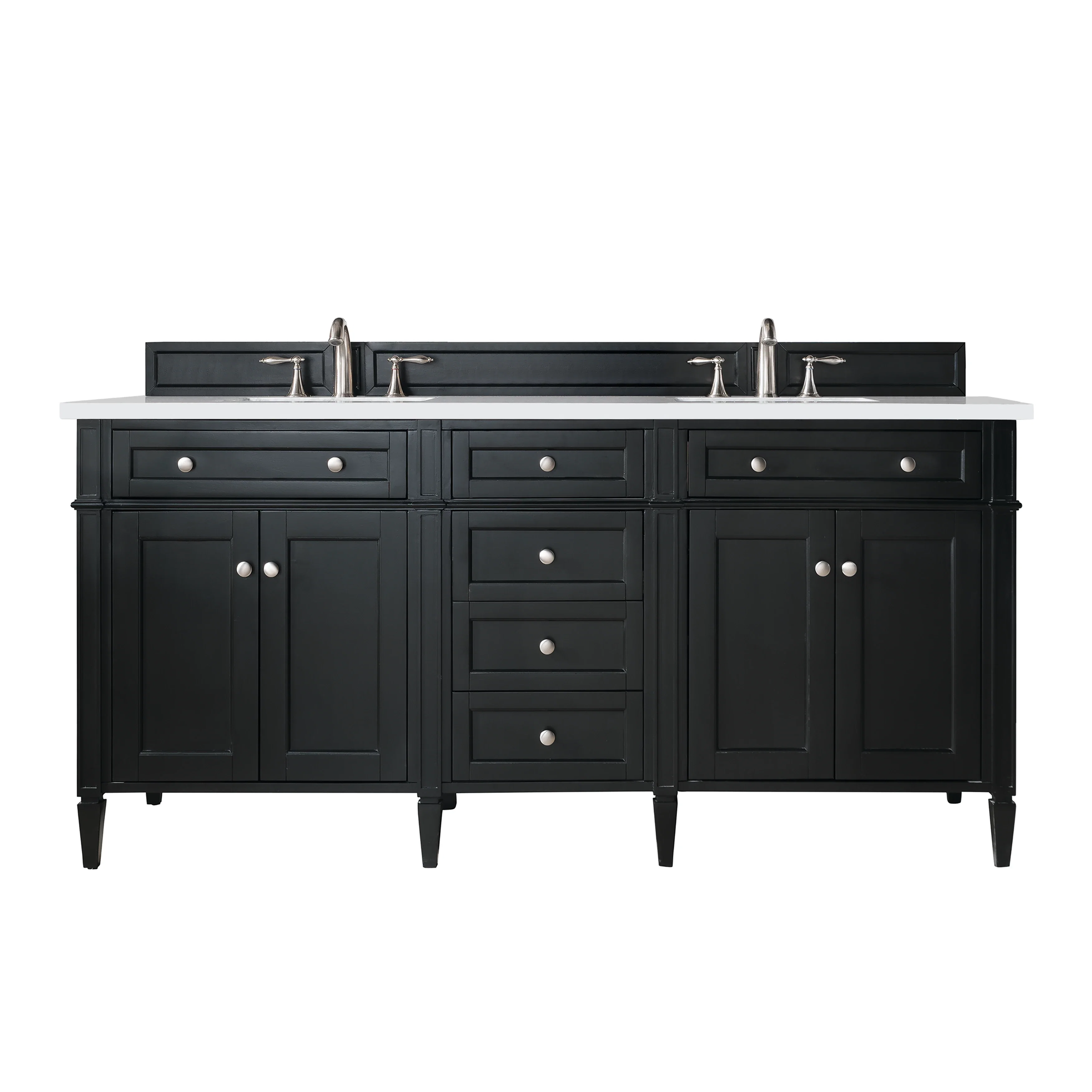 Brittany 72" Double Vanity, Black Onyx w/ 3 CM White Zeus Silestone Top