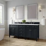 Brittany 72" Double Vanity, Black Onyx w/ 3 CM White Zeus Silestone Top