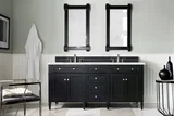 Brittany 72" Double Vanity, Black Onyx w/ 3 CM Eternal Jasmine Pearl Silestone Top w/FreePower Wireless Charger
