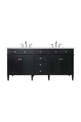 Brittany 72" Double Vanity, Black Onyx w/ 3 CM Ethereal Noctis Silestone Top w/FreePower Wireless Charger