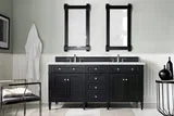Brittany 72" Double Vanity, Black Onyx w/ 3 CM Ethereal Noctis Silestone Top w/FreePower Wireless Charger