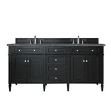 Brittany 72" Double Vanity, Black Onyx w/ 3 CM Parisien Bleu Silestone Top w/FreePower Wireless Charger