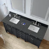 Brittany 72" Double Vanity, Black Onyx w/ 3 CM Parisien Bleu Silestone Top w/FreePower Wireless Charger