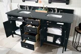 Brittany 72" Double Vanity, Black Onyx w/ 3 CM Parisien Bleu Silestone Top w/FreePower Wireless Charger