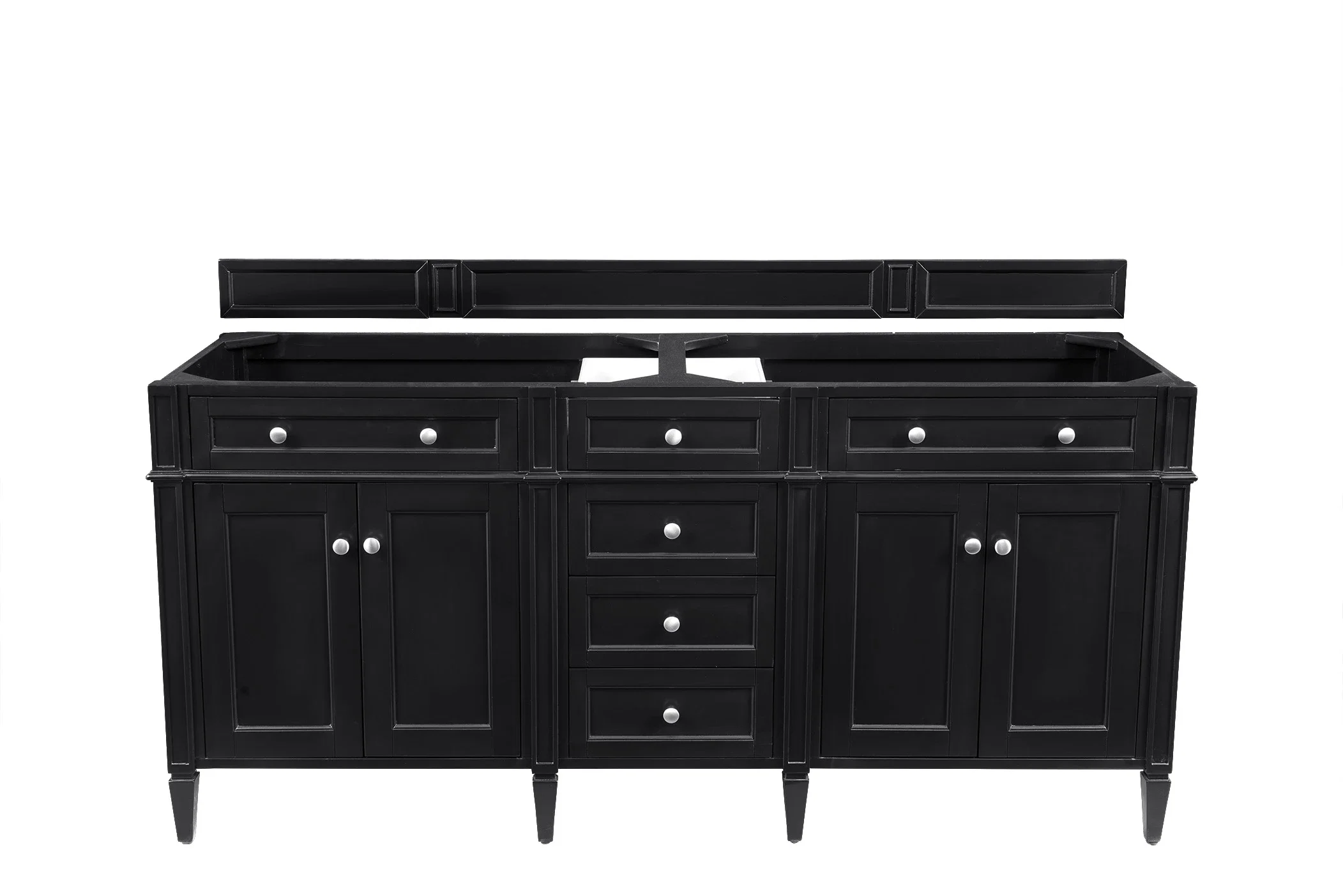Brittany 72" Double Vanity, Black Onyx, w/ 3 CM Siberian Silestone Top w/FreePower Wireless Charger