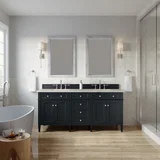 Brittany 72" Double Vanity, Black Onyx, w/ 3 CM Siberian Silestone Top w/FreePower Wireless Charger