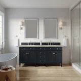 Brittany 72" Double Vanity, Black Onyx, w/ 3 CM Tajnar Eclos Top w/FreePower Wireless Charger