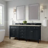 Brittany 72" Double Vanity, Black Onyx, w/ 3 CM Tajnar Eclos Top w/FreePower Wireless Charger