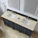 Brittany 72" Double Vanity, Black Onyx, w/ 3 CM Tajnar Eclos Top w/FreePower Wireless Charger