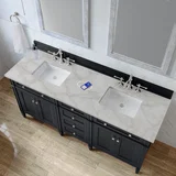 Brittany 72" Double Vanity, Black Onyx w/ 3 CM Victorian Silver Silestone Top w/FreePower Wireless Charger