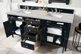 Brittany 72" Double Vanity, Black Onyx w/ 3 CM Victorian Silver Silestone Top w/FreePower Wireless Charger