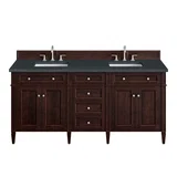 Brittany 72" Double Vanity, Burnished Mahogany w/ 3 CM Charcoal Soapstone Silestone Top