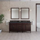 Brittany 72" Double Vanity, Burnished Mahogany w/ 3 CM Charcoal Soapstone Silestone Top