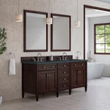 Brittany 72" Double Vanity, Burnished Mahogany w/ 3 CM Charcoal Soapstone Silestone Top