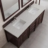 Brittany 72" Double Vanity, Burnished Mahogany w/ 3 CM Eternal Jasmine Pearl Silestone Top