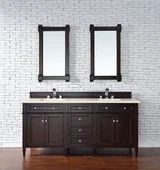 Brittany 72" Double Vanity, Burnished Mahogany w/ 3 CM Eternal Marfil Silestone Top