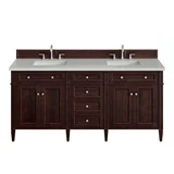 Brittany 72" Double Vanity, Burnished Mahogany w/ 3 CM Lime Delight Silestone Top
