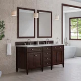 Brittany 72" Double Vanity, Burnished Mahogany w/ 3 CM Lime Delight Silestone Top