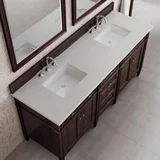 Brittany 72" Double Vanity, Burnished Mahogany w/ 3 CM Lime Delight Silestone Top