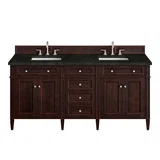 Brittany 72" Double Vanity, Burnished Mahogany, w/ 3 CM Phantome Eclos Top