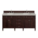 Brittany 72" Double Vanity, Burnished Mahogany, w/ 3 CM Siberian Silestone Top