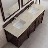 Brittany 72" Double Vanity, Burnished Mahogany, w/ 3 CM Tajnar Eclos Top