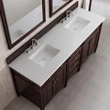 Brittany 72" Double Vanity, Burnished Mahogany w/ 3 CM White Zeus Silestone Top