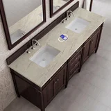 Brittany 72" Double Vanity, Burnished Mahogany, w/ 3 CM Tajnar Eclos Top w/FreePower Wireless Charger