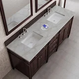 Brittany 72" Double Vanity, Burnished Mahogany w/ 3 CM Victorian Silver Silestone Top w/FreePower Wireless Charger